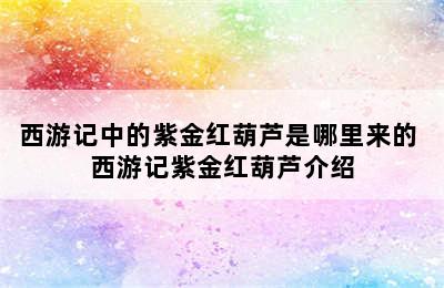 西游记中的紫金红葫芦是哪里来的 西游记紫金红葫芦介绍